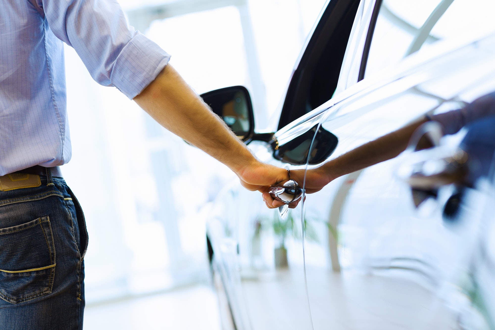 Man opening car